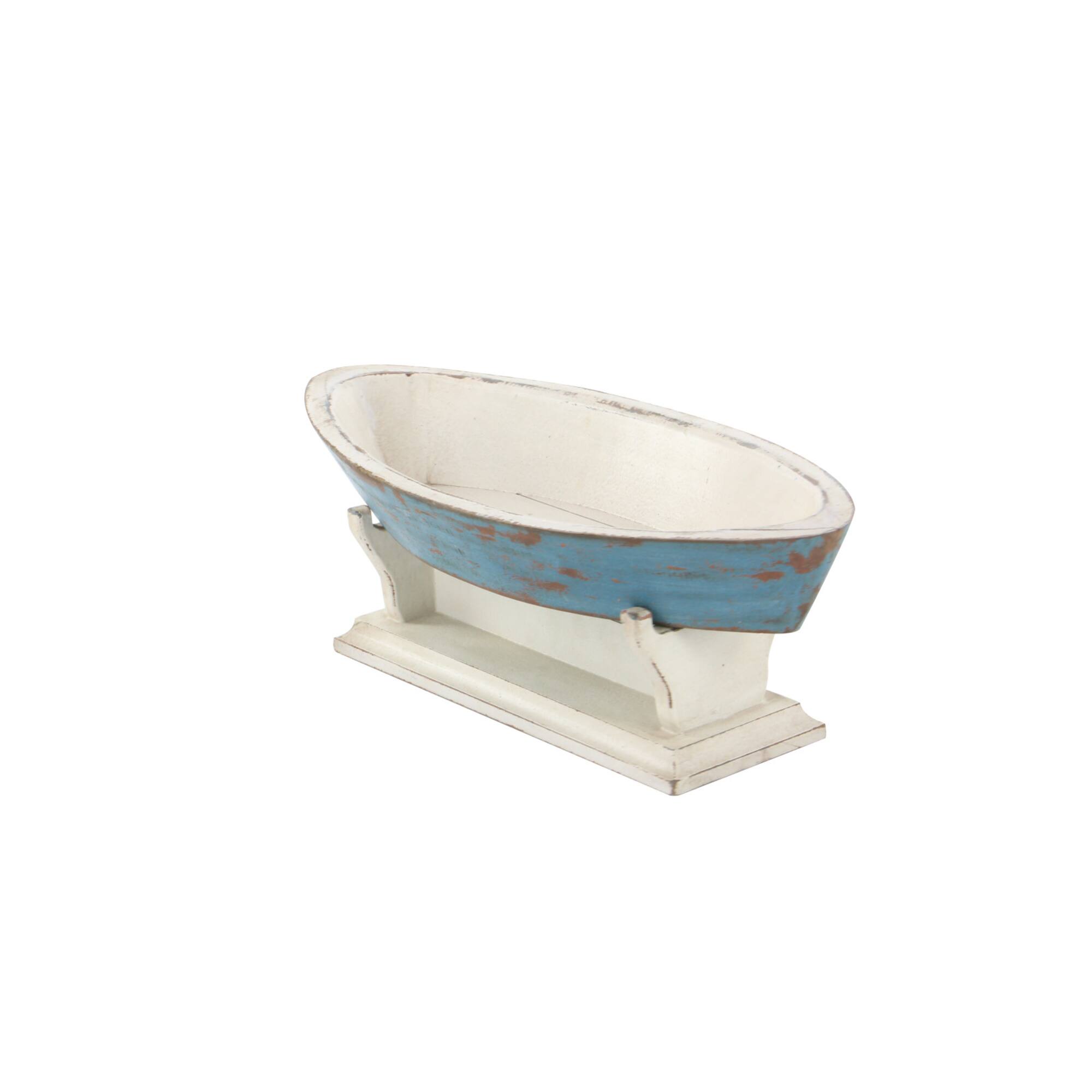 Blue wood Coastal Sculpture, Sail Boat 8" x 23" x 10"